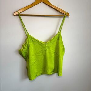 Open Edit Brat Green Lace Trim Camisole Size Medium